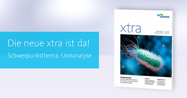 [.AT-de Austria (german)] Titelseite der neuen xtra-Ausgabe mit dem Schwerpunkt Urinanalyse